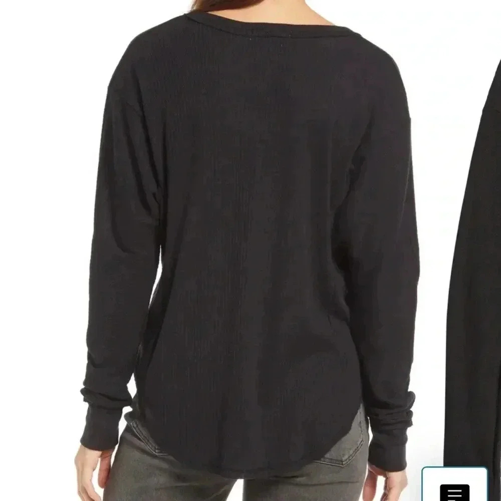 TREASURE & BOND NORDSTROM NWT Waffle Knit V Neck Long Sleeve Top Shirt - Picture 2 of 10